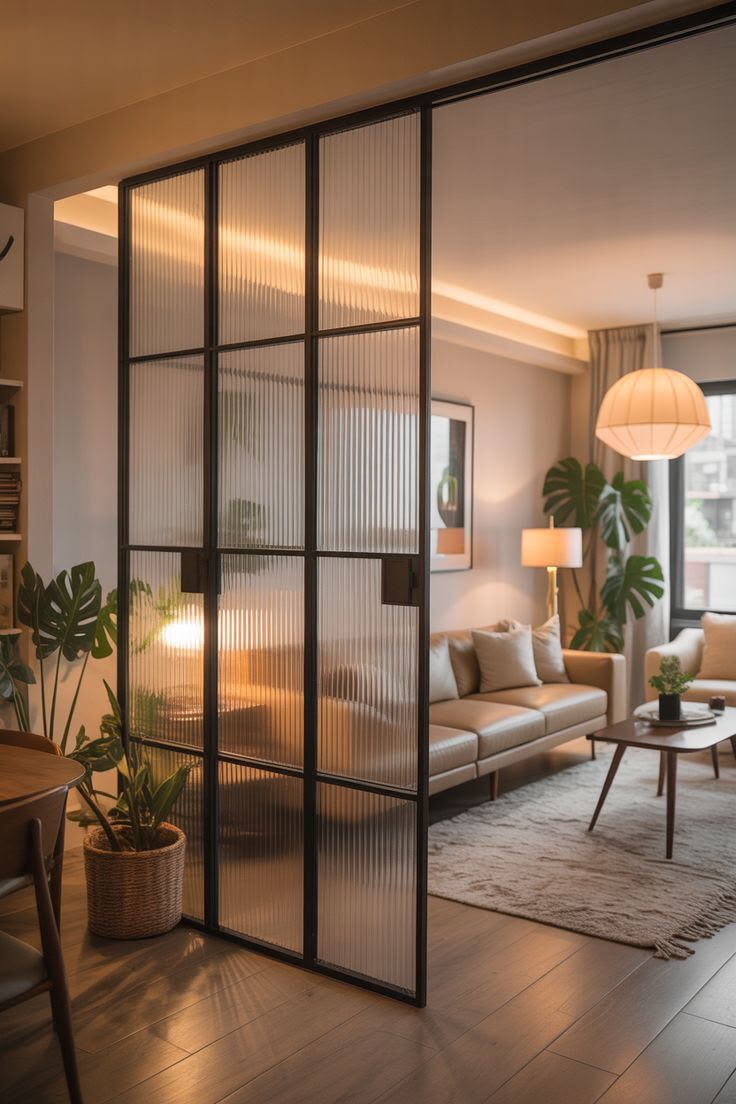 Slim framed interior glass partition